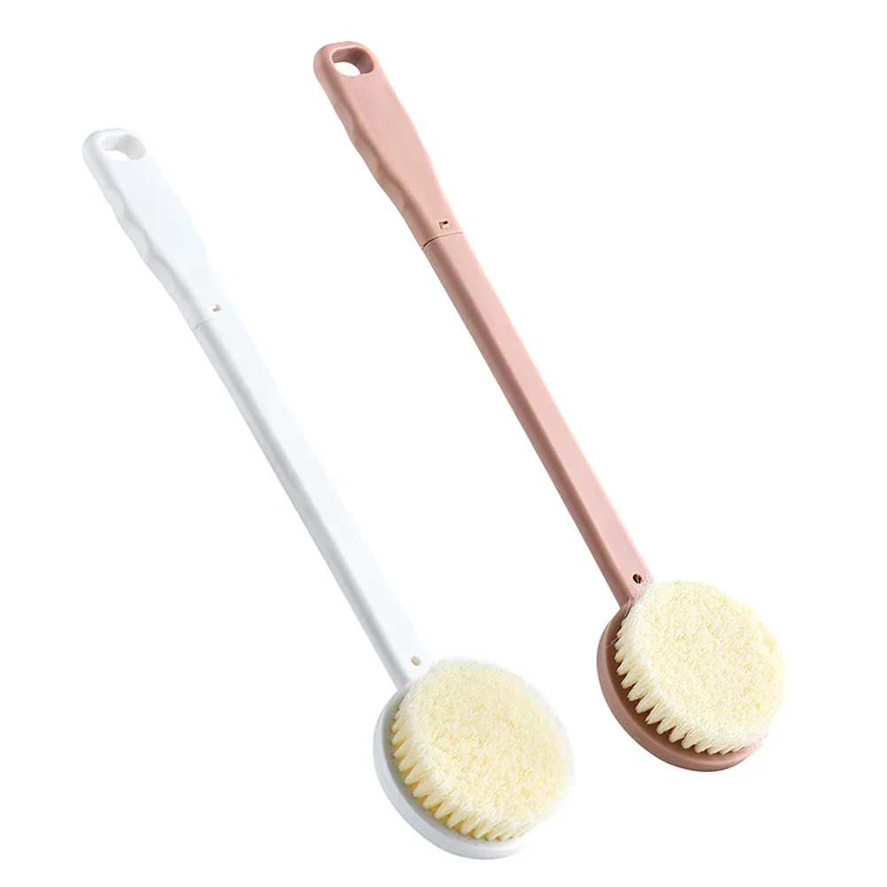 

2 pcs Bathing Brush With Long Handle Double-Sided Exfoliating Scrubber For Back Cleaning Household Bath Supplies Portable