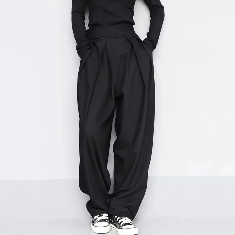 

Lucyever Casual High Waist Suit Pants Women Loose Floor-Length Oversized Wide Leg Trousers Female Korean Straight Black Pants