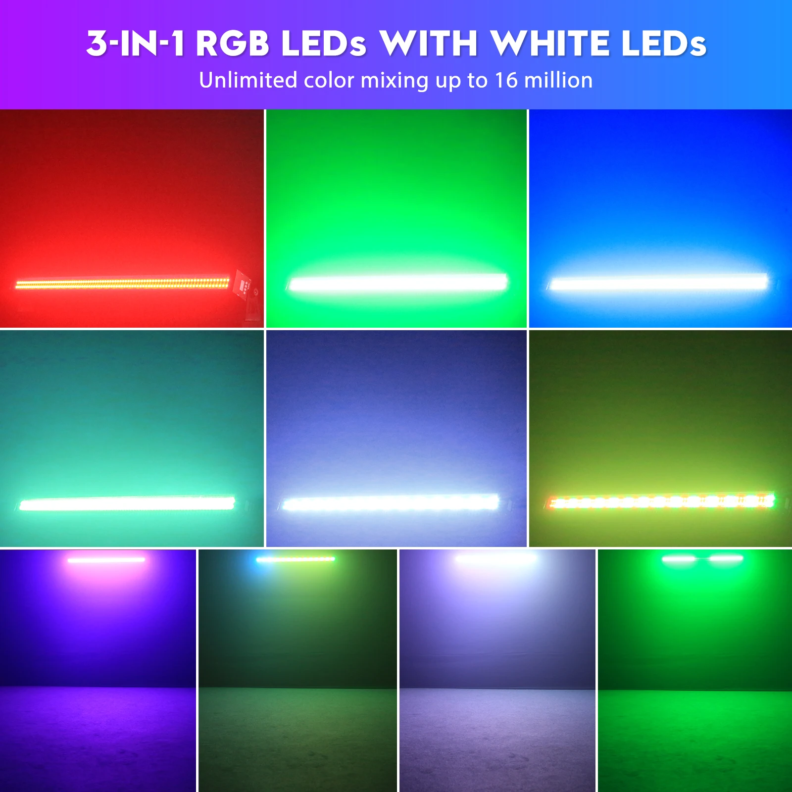 2PCS/SET Wall Washer Light 100W 336LEDs RGB Waterproof Light Bar Stage Effect Lighting Projector for Outdoor Building Weddings