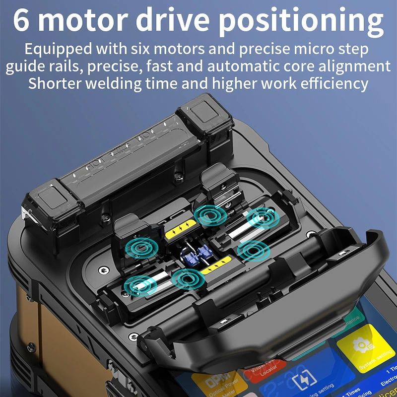 COMPTYCO 6 Motor S-90 Fully Automatic Fiber Fusion Splicer 10 Languages Touch Screen Fiber Optic Fusion Machine Built-in VFL OPM