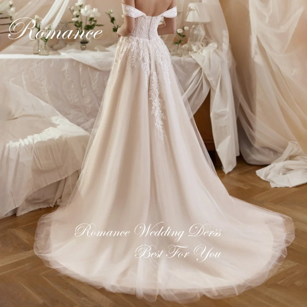 Sexy Sweetheart Appliques Split A-Line Wedding Dresses Lace Backless Off The Shoulder Pleat Tulle Vestidos De Novia Customized