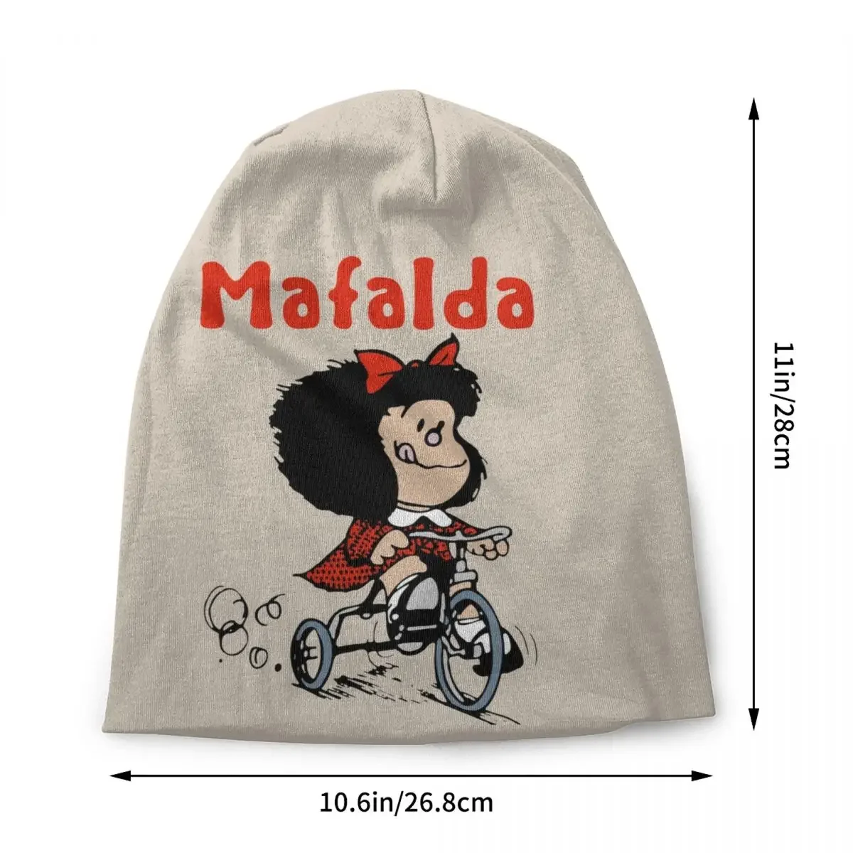 Mafalda Bicycle 3 Wheels Bonnet Hats Cool Knitted Hat For Women Men Warm Winter Quino Manga Cartoon Skullies Beanies Caps