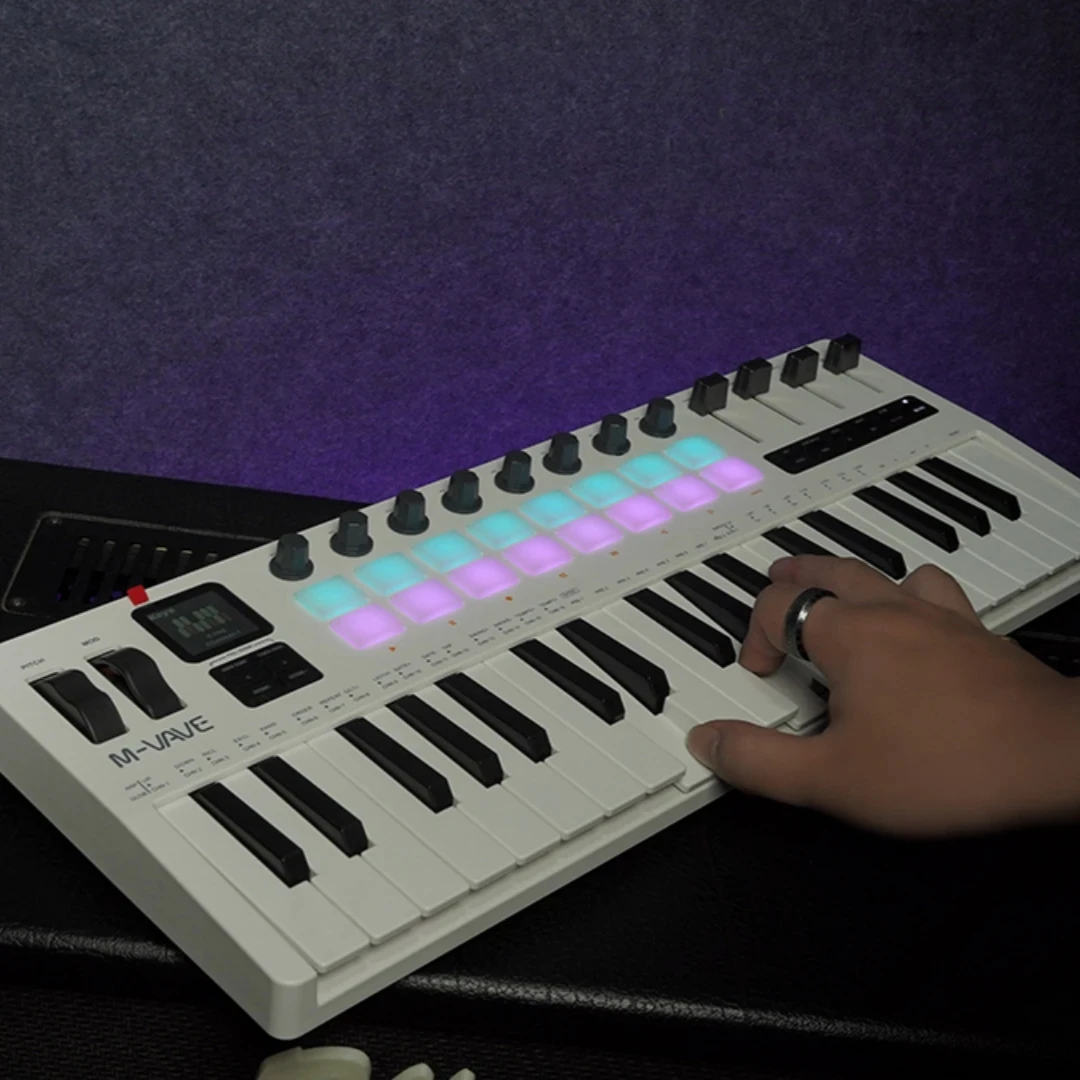 M-VAVE SMK-37 Pro 37Key MIDI تحكم لوحة المفاتيح المدمج في المركب 16 منصات RGB بلوتوث اللاسلكية لاستوديو إنتاج الموسيقى