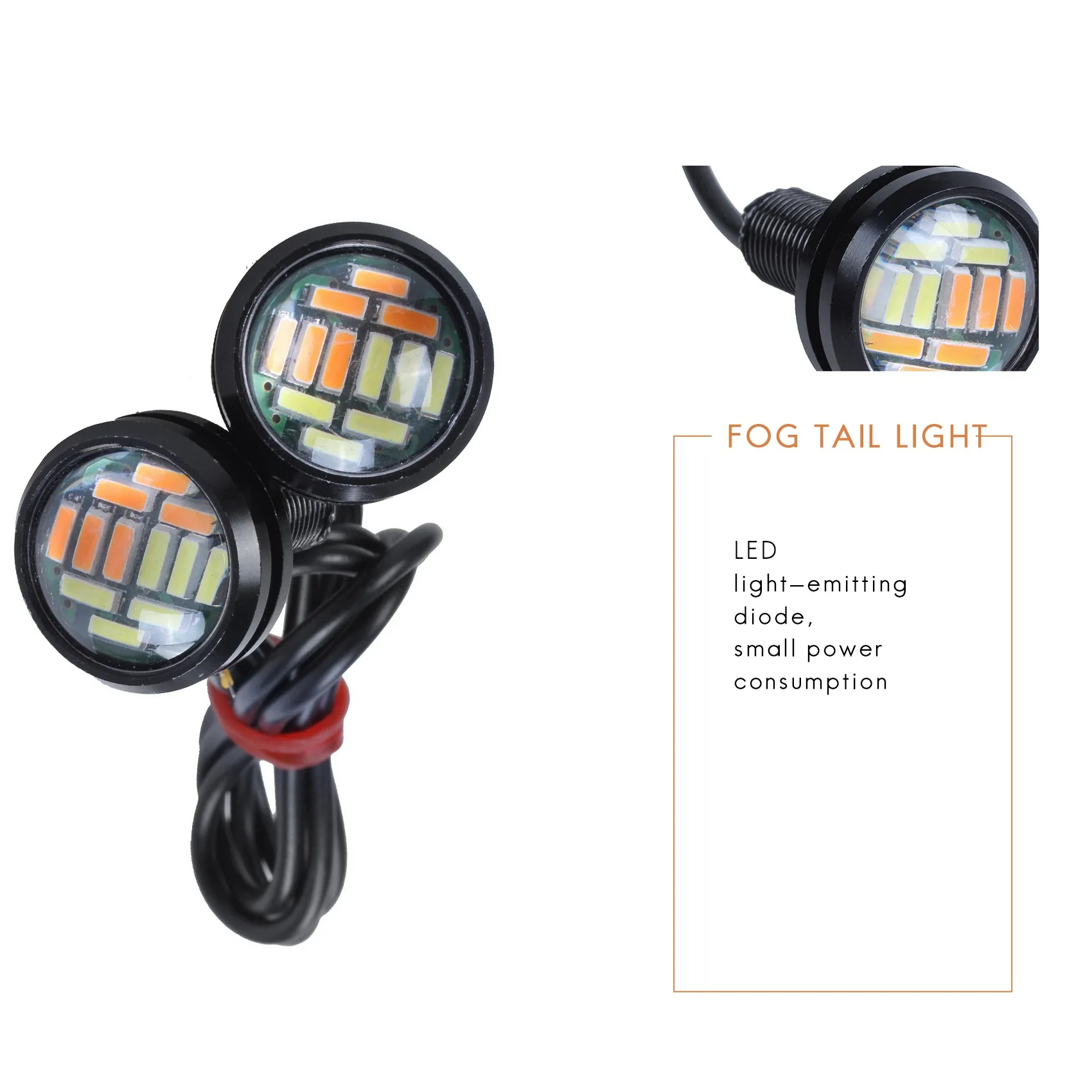 

2 Pcs 12V 23Mm Dual Color Switchback 12 Led Eagle Eye Daytime Light Main in Car Light