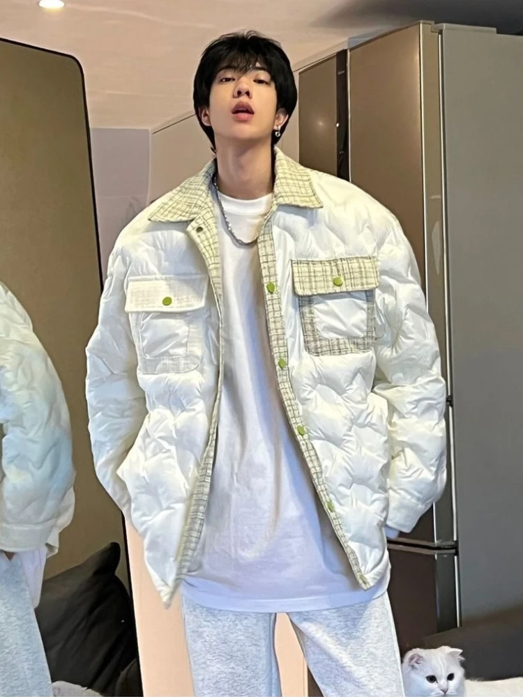 

Men's Women's Winter Hip Hop Streetwear Cotton Jacket Vintage Thickened Patchwork Design Trendy Fashion Collaboration Coat