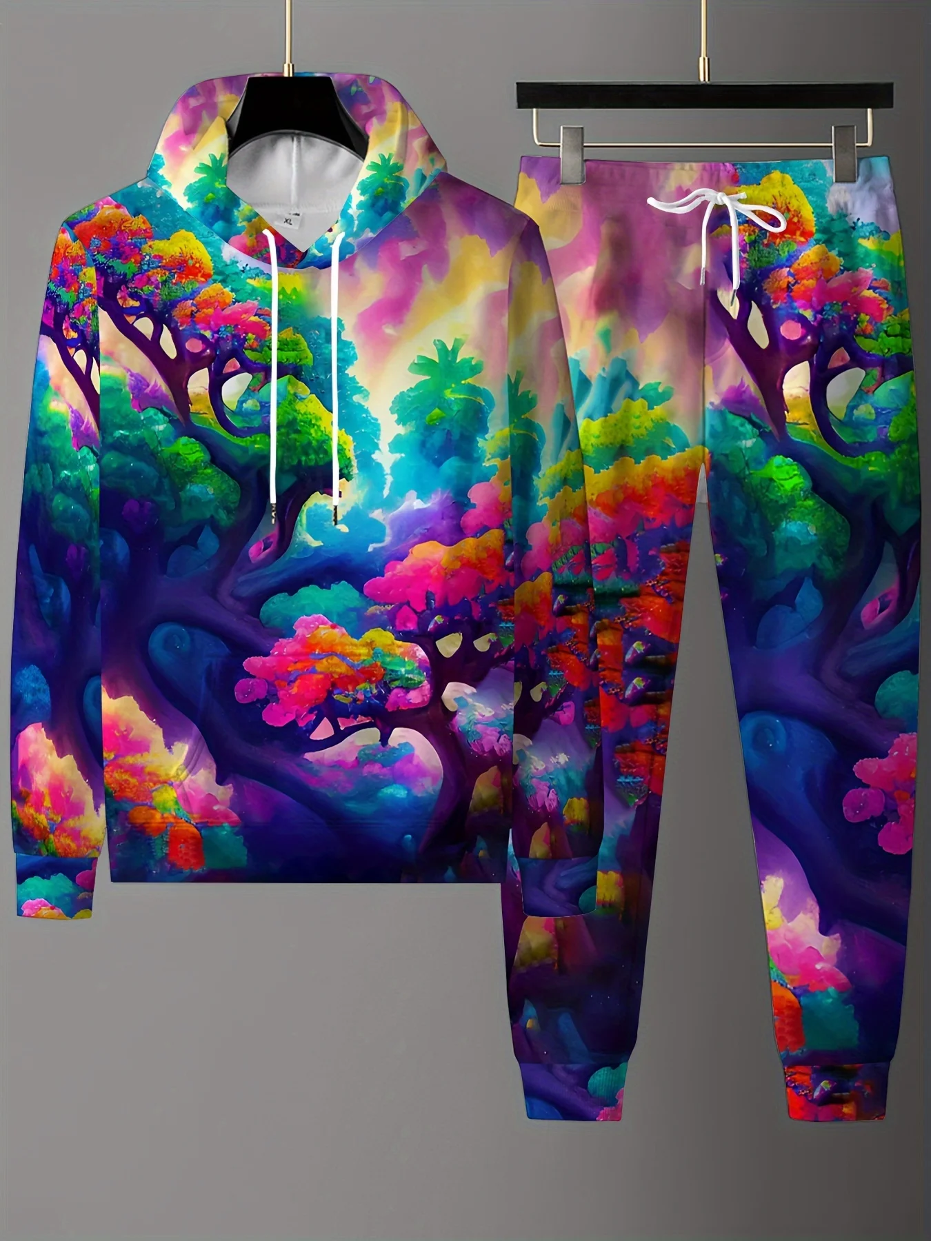Traje con capucha con estampado 3D de bloques de Color abstracto, sudaderas para hombre, sudaderas con capucha, pantalones de chándal, conjunto de chándal de dos piezas a la moda, ropa para hombre