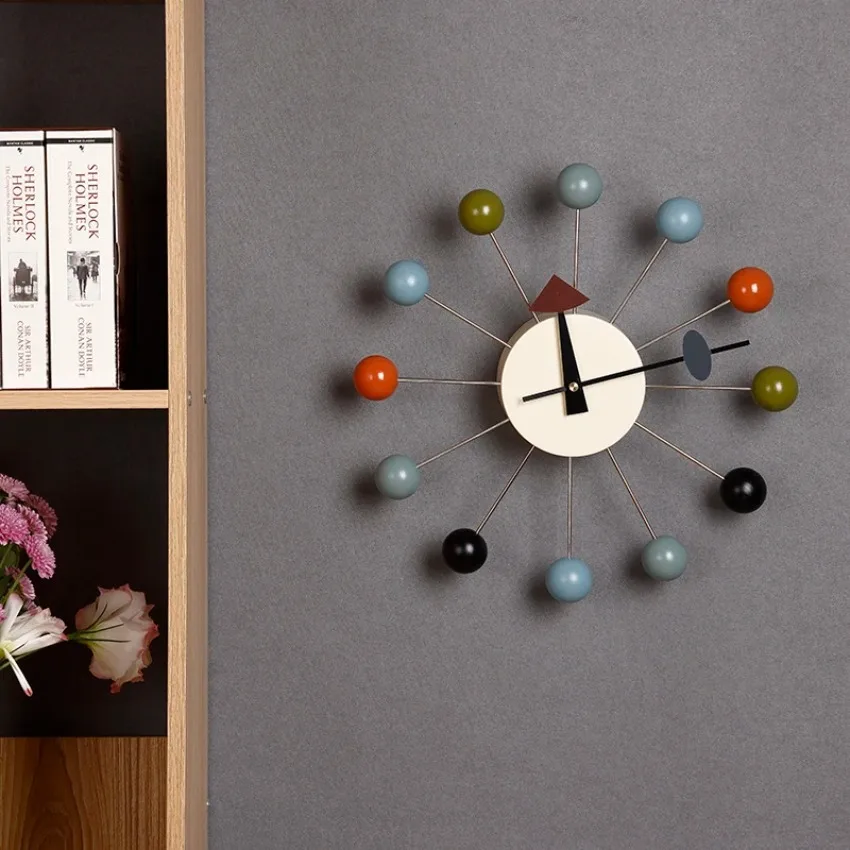 

Wood RoundQuiet Wall Clock Ball Modern Design Room Decoration 3D Clocks for Living Home Decor Accessories Watch Gift Items