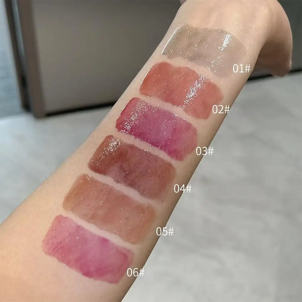 6Colors Sexy Red Lipgloss Mirror Glass Water Light Clear Lip Gloss Waterproof and Non Stick Liquid Lipstick Nude Lip Tint  Make