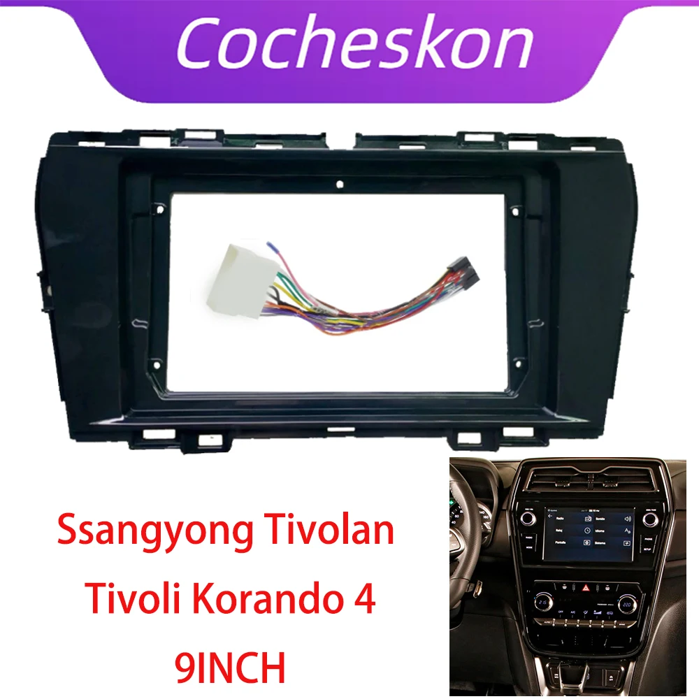 Car Accessory 2Din 9 Inch Radio Fascia DVD GPS MP5 Panel Frame for SsangYong Tivolan Tivoli LUVi Korando 4 2019-2022