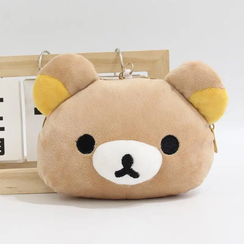 Mignon Rilakkuma peluche porte-monnaie sac à dos pendentif Portable en plein air dessin animé casque sac Mini sac de rangement avec corde extensible cadeaux