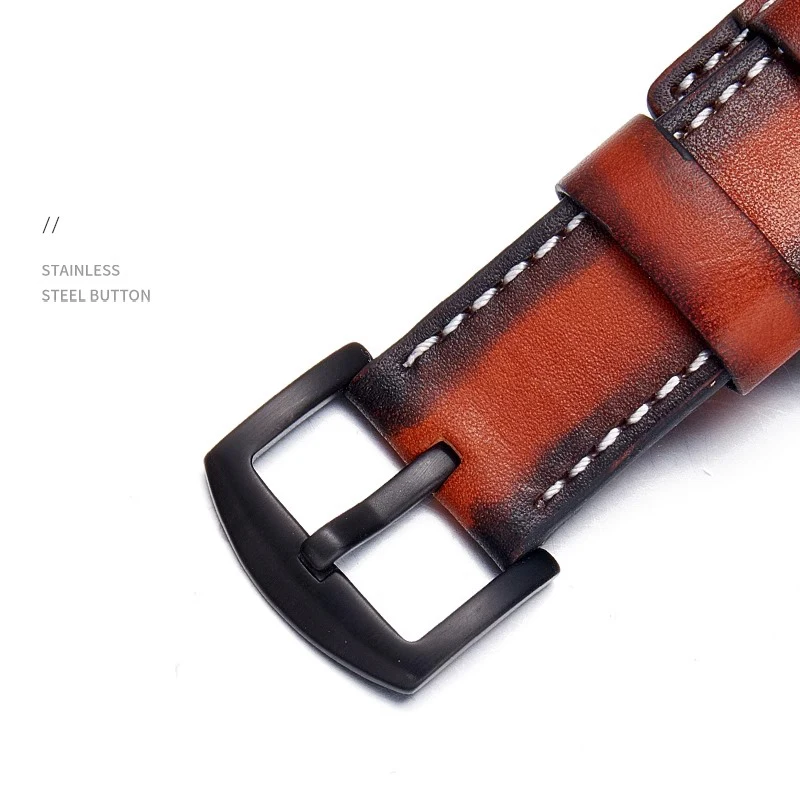 Leather Retro Strap Hand Brushed Watch Chain Base Style Leather Strap For Fossil Panerai Rolex Tudor Watch Accessories 18 20 22