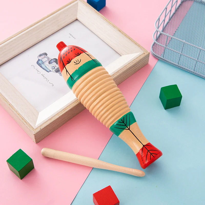 Wooden Fish Toy Musical Percussion Instrument Kids Music Learning Toy Baby Educational Toy Christmas Gift for Children