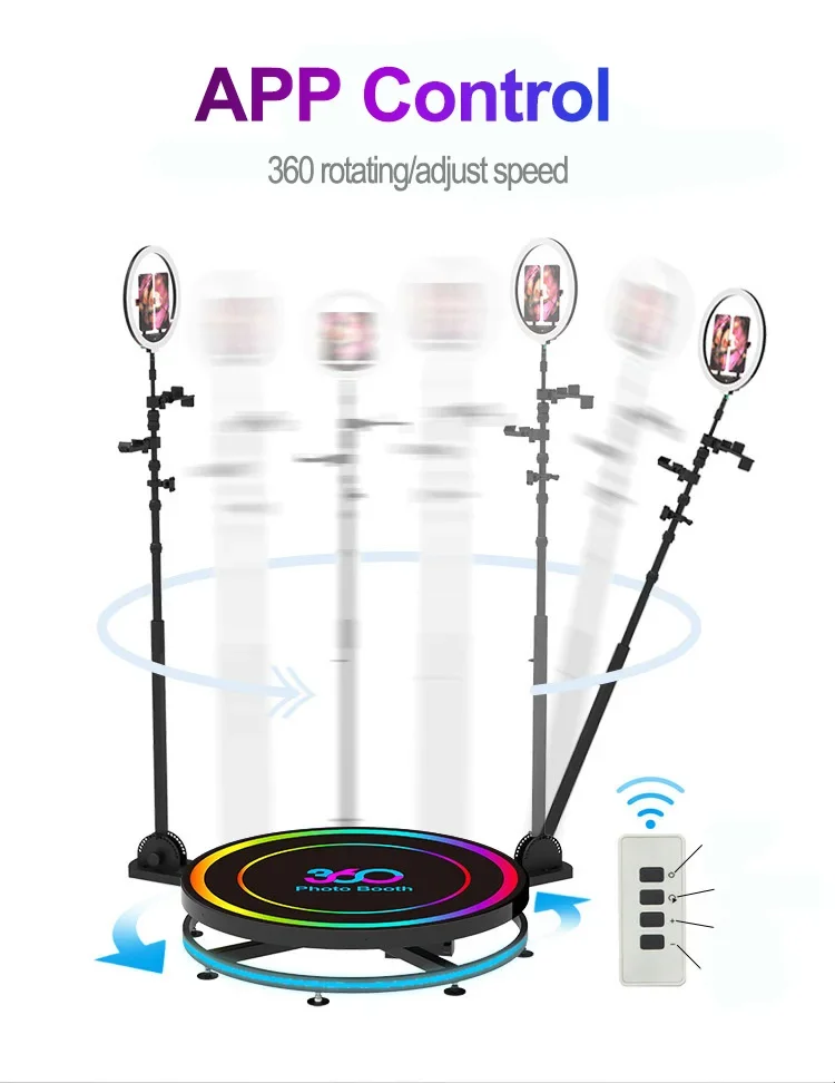 เครื่องหมุนหมุนวิดีโอได้360องศาเครื่อง360กล้องอุปกรณ์บูธภาพถ่ายพร้อมแหวนไฟ