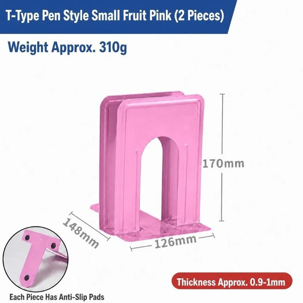 2Pcs Durable Metal Metal Bookends Round Top Non Slip Book Stopper T-Shape Non-slip Book Holder Office School Home