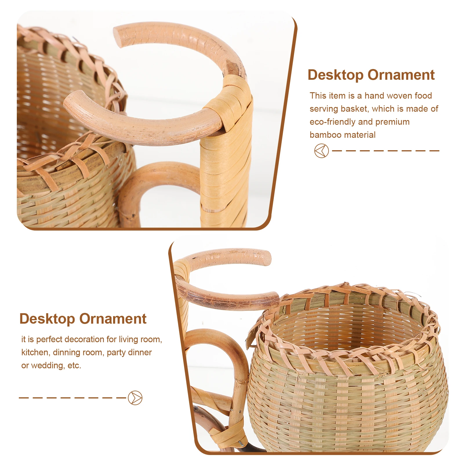 

Mini Bamboo Bike Bamboo Woven Basket Handmade Food Storage Container Tricycle Shape Holder Desktop Home Party Wedding Decoration