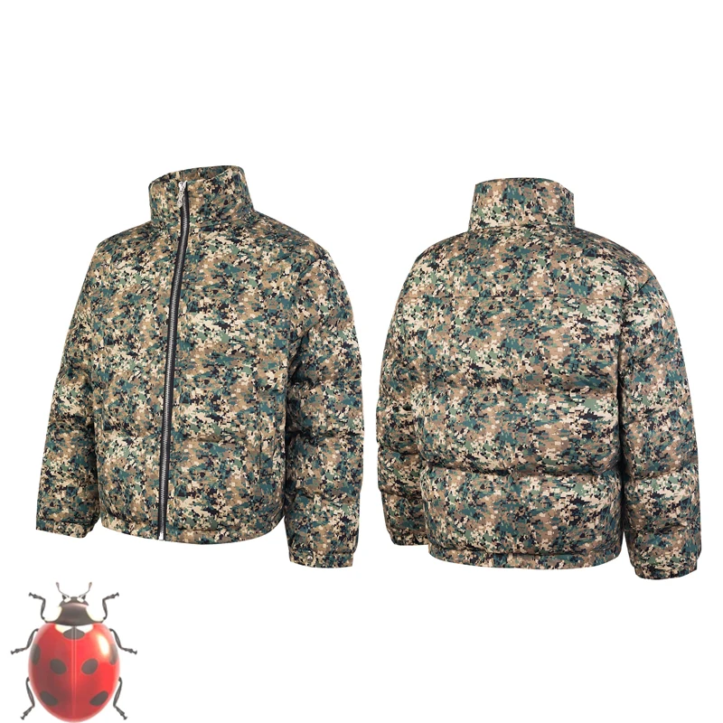 

Camouflage Thug Club Zipper Lapel Jacket Praka Metal Star Moon Logo Bread Cotton Men Women Winter Thick Keep Warm Outside Coat