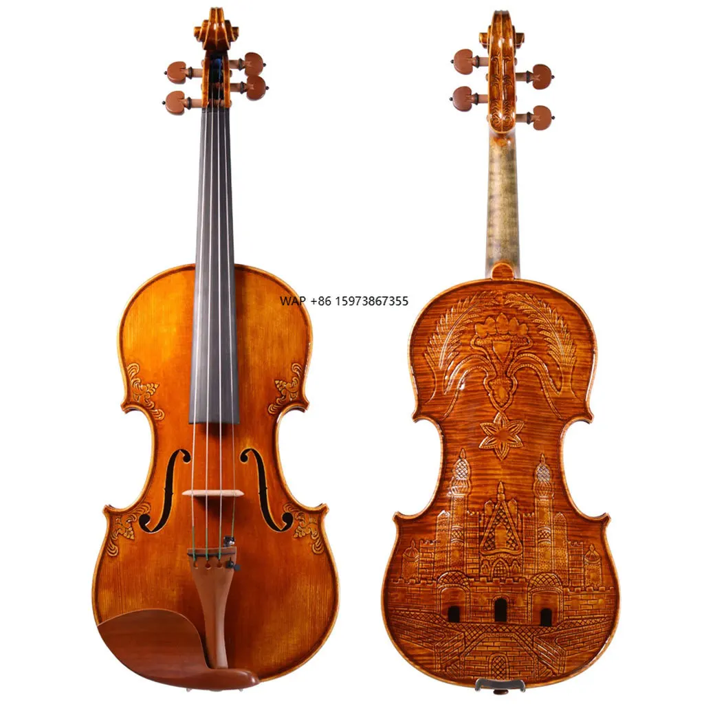 

Advanced Hand Carved Castle Violin Full Size Antonio Stradivari De 1718 Carved Castle Violins 4/4 Open Clear Tone Orchestra