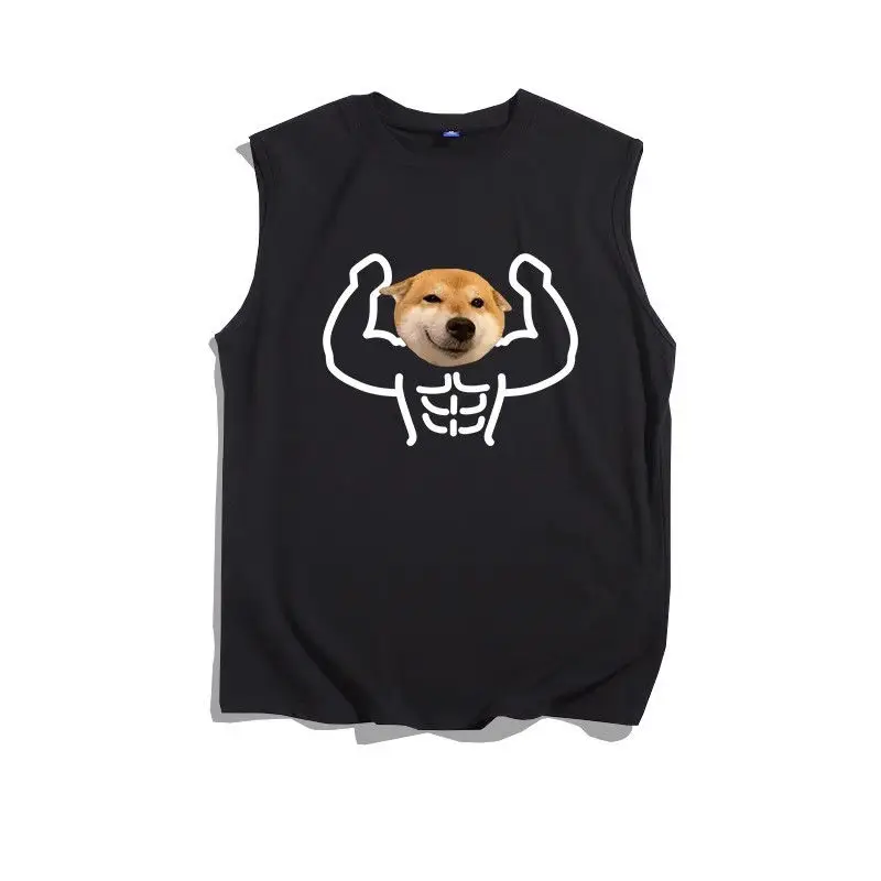 

Trend Sleeveless design interesting loose new vest 2024 summer printed cotton top sports men's fashion