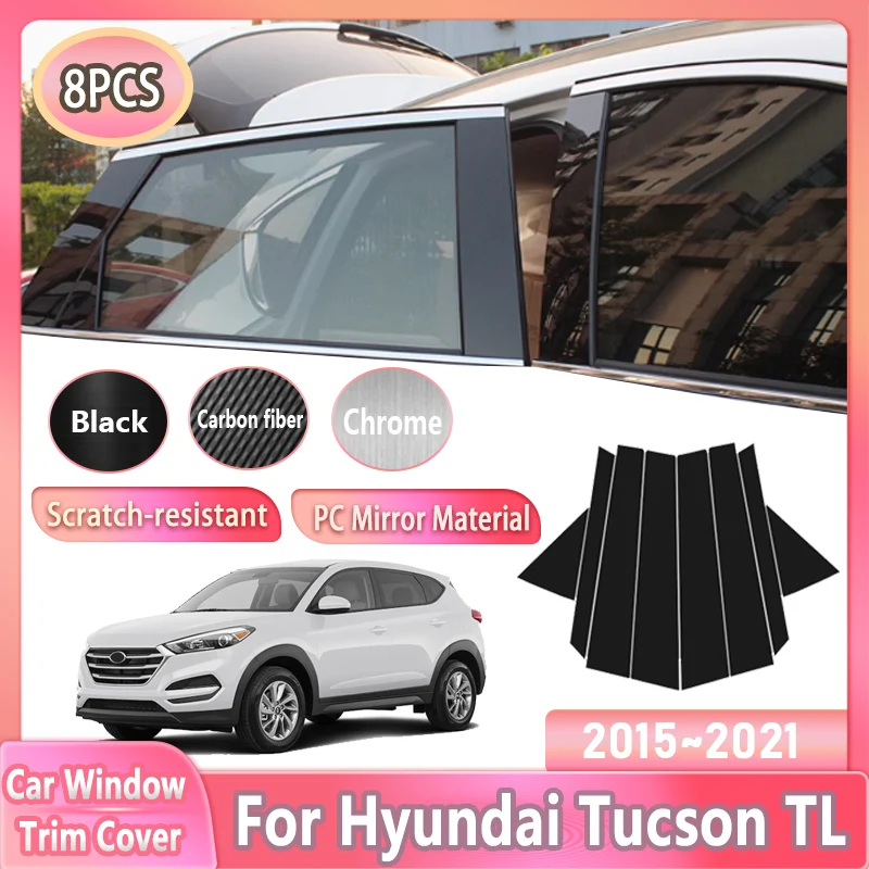 

8PCS For Hyundai Tucson TL MK3 2015~2021 Car Window Trim Cover Center Column Pillar Stickers Tools Auto Accessories 2016 2017