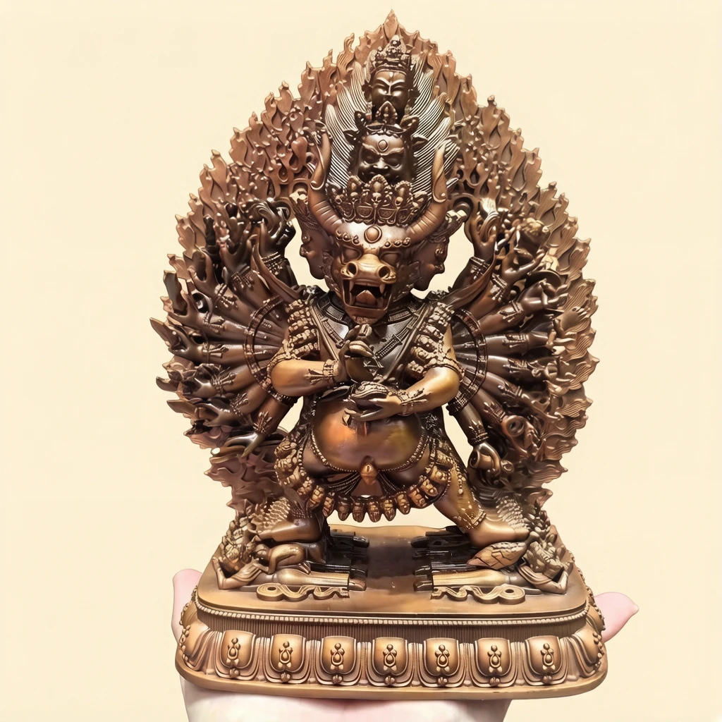 TOP handmde copper Buddha statue Tibet copper carving Mighty Power Vajrabhairava Yamantaka Buddhist lama monk worship altar