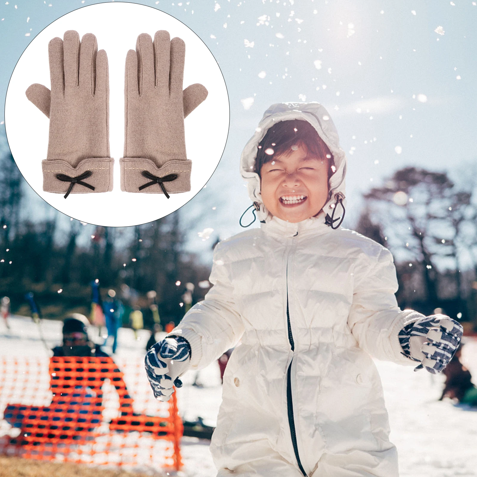 

1 Pair Anti-Slip Touch Screen Gloves Winter Thickened Warm Full-Finger Cycling Gloves Protective Mitts Outdoor Mountaineering