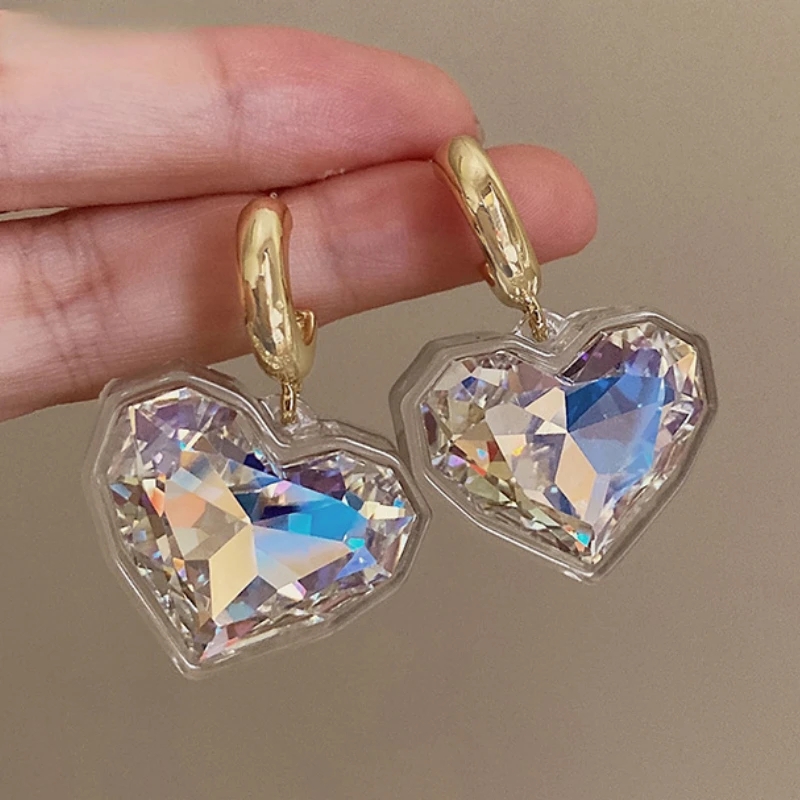 Trendy Jewelry Hot Selling 2024 Trend New Colorful Heart Earrings For Women Girl Sweet Korean Temperament Gift Dropshipping