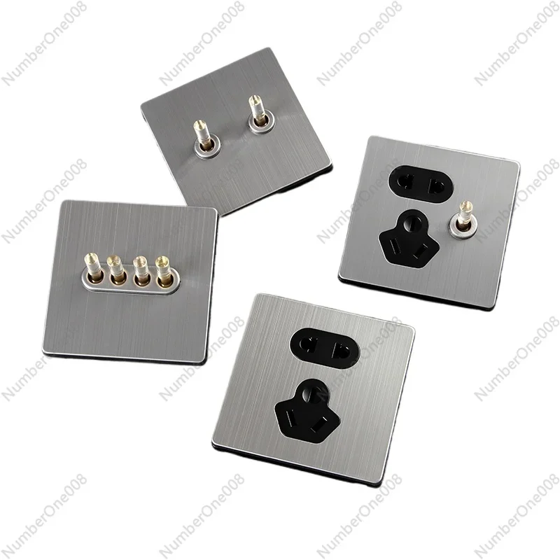 

Hanton switch socket panel B2 silver metal brushed crystal single open dial rod retro industrial wind LOFT switch