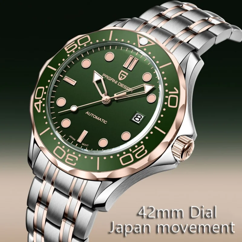 PAGANI تصميم جديد الميكانيكية مضيئة السيراميك الحافة ساعة AR الياقوت الغوص اليابان Movt رجل ساعة 316 جميع الصلب الفاخرة الرجال الساعات #1