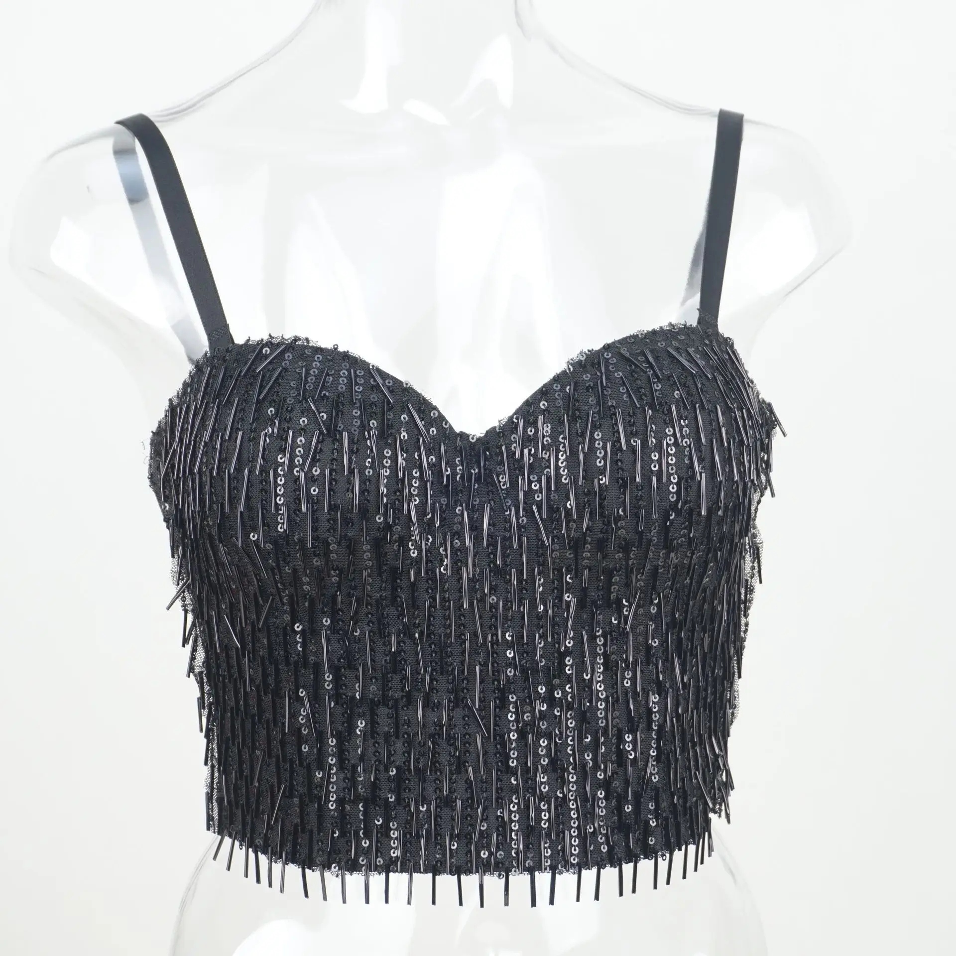 早春カーニバルダイナミックフリンジストラップフィッシュボーンコルセットナイトクラブフラッシュダイヤモンドスパンコール外側ビスチェトップ女性