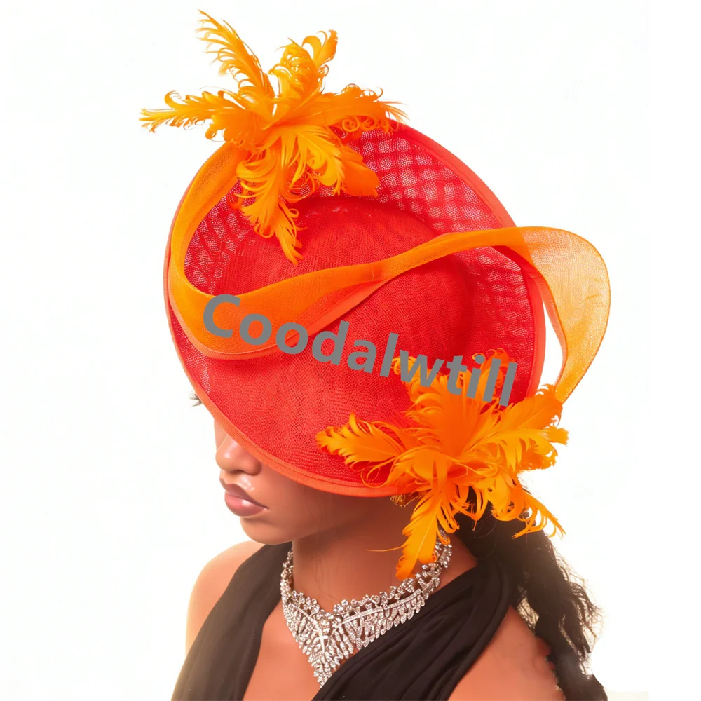 Elegant Ladies Feather Wedding Party Fascinator Hat Bride Cocktail Race Headpiece Royal Ascot Millinery Cap Women Wedding Hats