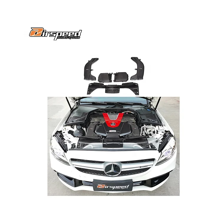 Airspeed Brand Real Car Data Development 100% Dry Carbon Fiber Cold Air Intake System for     C43 GLC43 W205