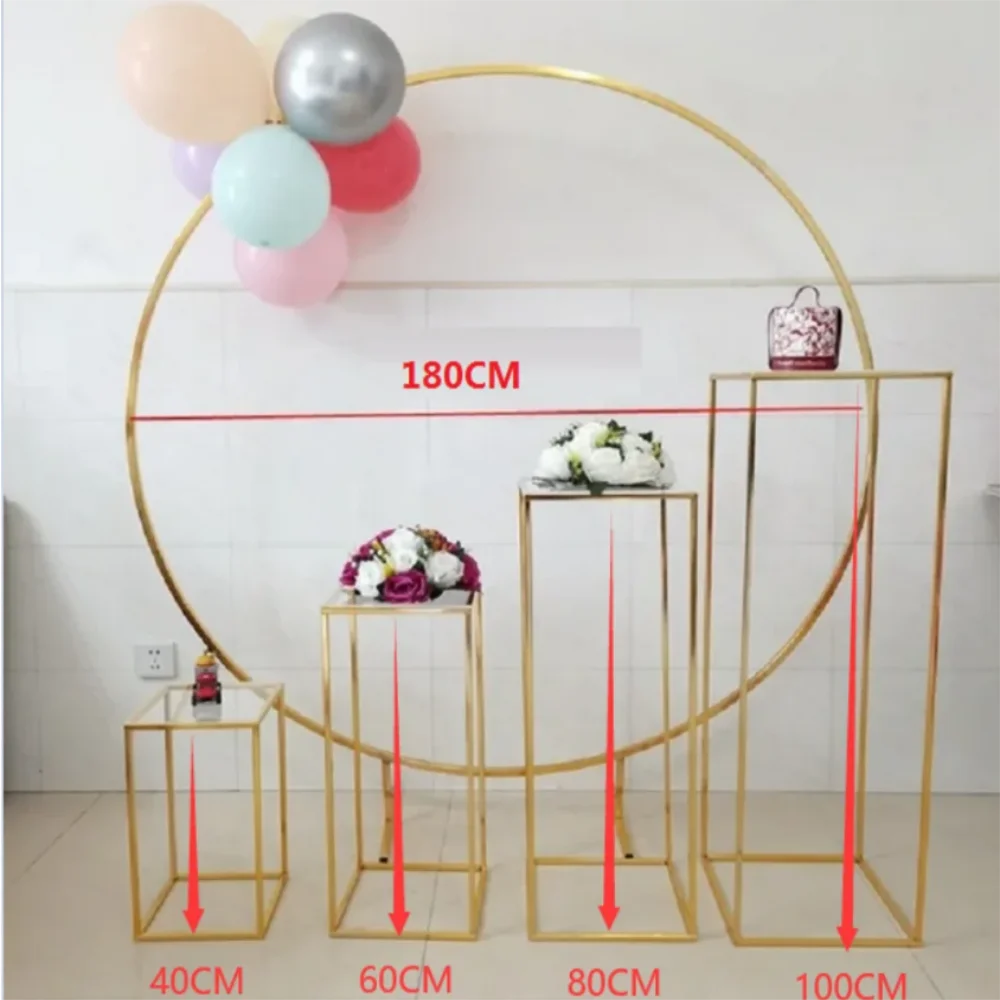 5-piece Box Stainless Steel Shining Gold Wedding Arches Performance Party Decoration Shelves Prop Display Shelves Storage Shelve