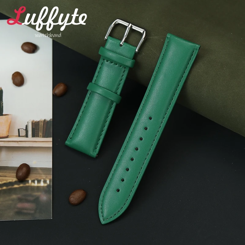 

Stainless Steel Buckle Women PU Leather Watch Bands 18mm 20mm 22mm Wrist Belt Blue Red White Green Wristband Strap