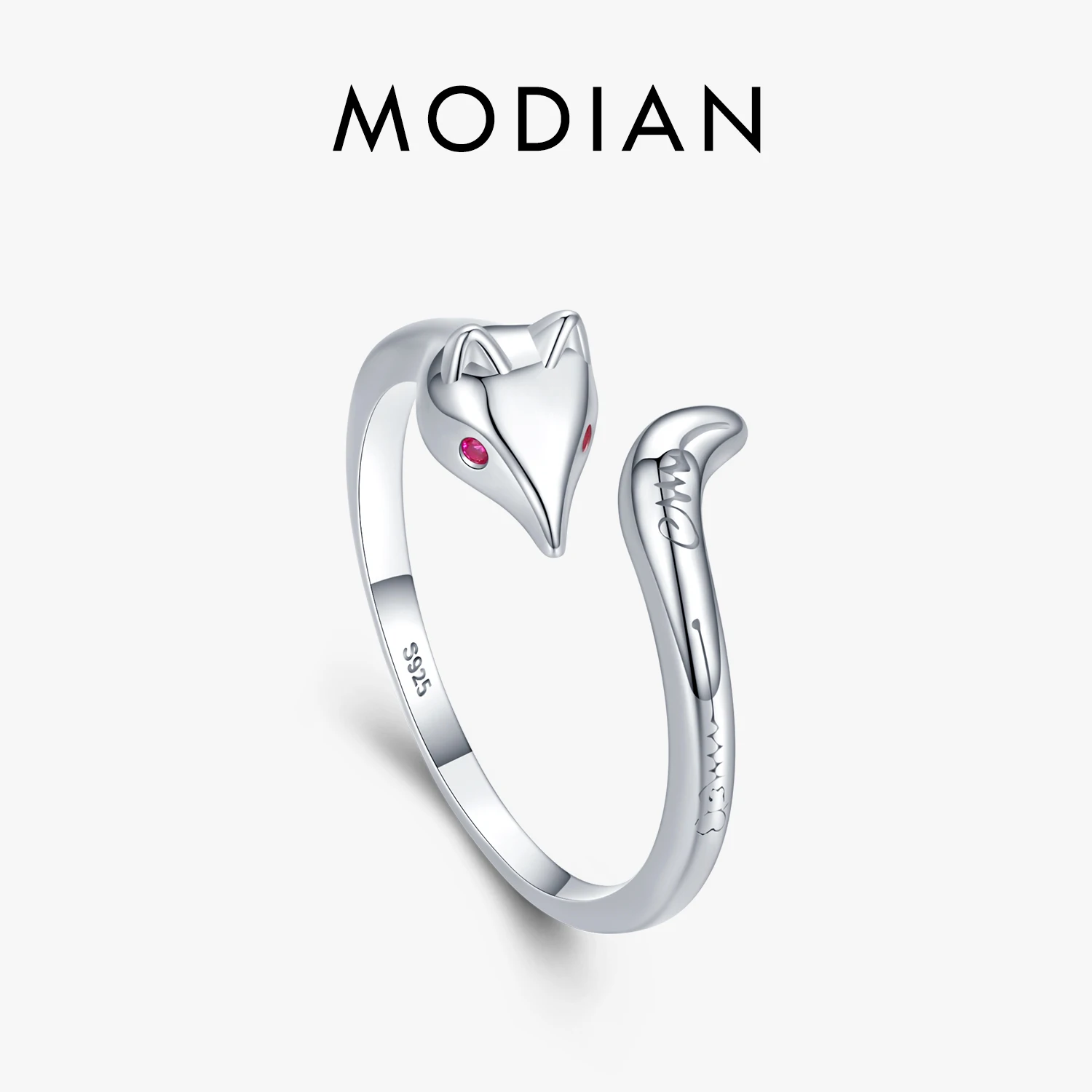 

Modian 100% 925 Sterling Silver Bright Animal Fox Elegant Shiny Crystal Adjustable Finger Ring For Women Fine Jewelry Anillo