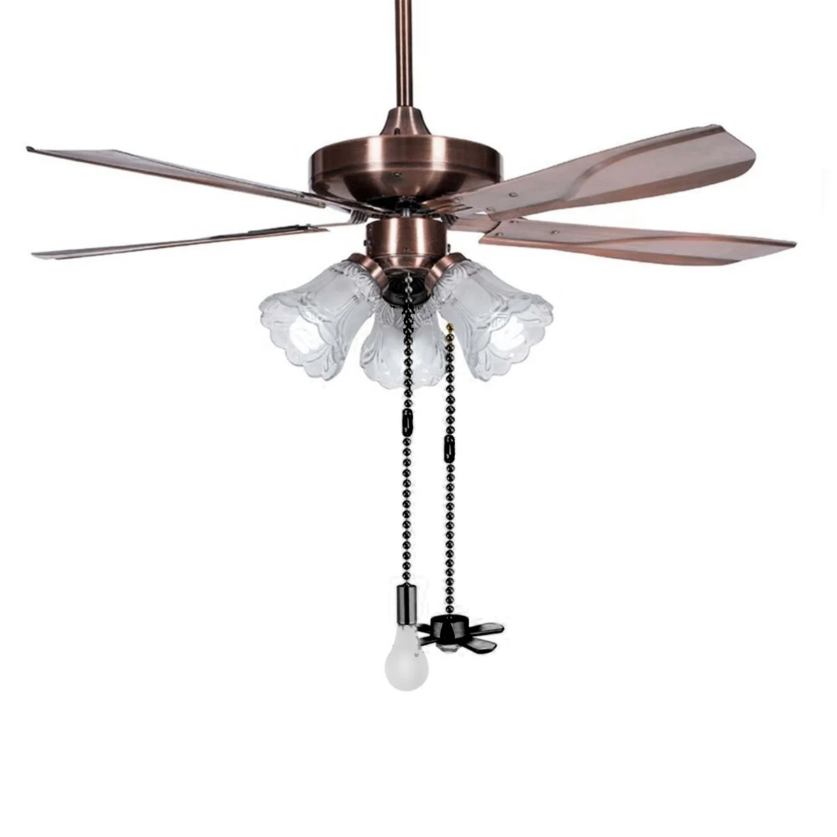 1 set di catene per ventilatori con perline in metallo resistente, design vintage nero per ventilatori a soffitto e catena per ventilatori ad alta illuminazione