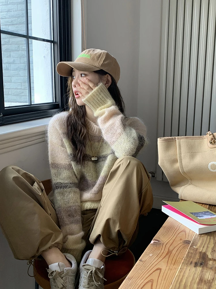 

Yum 2023, новый повседневный шерстяной свитер и брюки, женский комплект из двух предметов, модный удобный костюм для отдыха для женщин