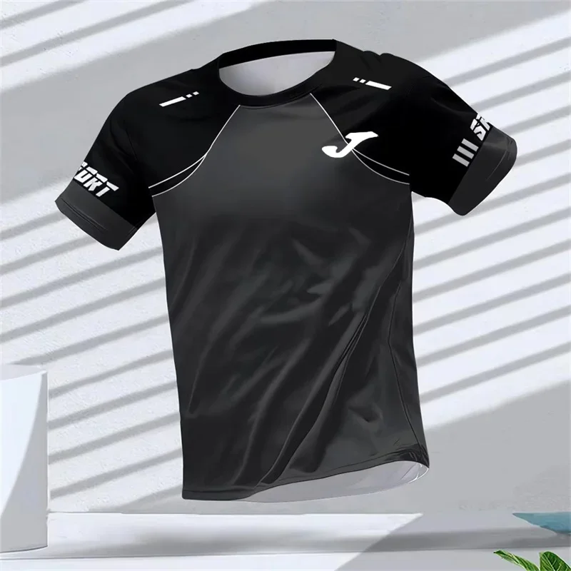 JOMA تي شيرت رياضي أنيق بسيط للرجال صيفي خارجي بأكمام قصيرة مطبوع ثلاثي الأبعاد تي شيرت غير رسمي كبير الحجم للجري والجيم تي شيرت #1