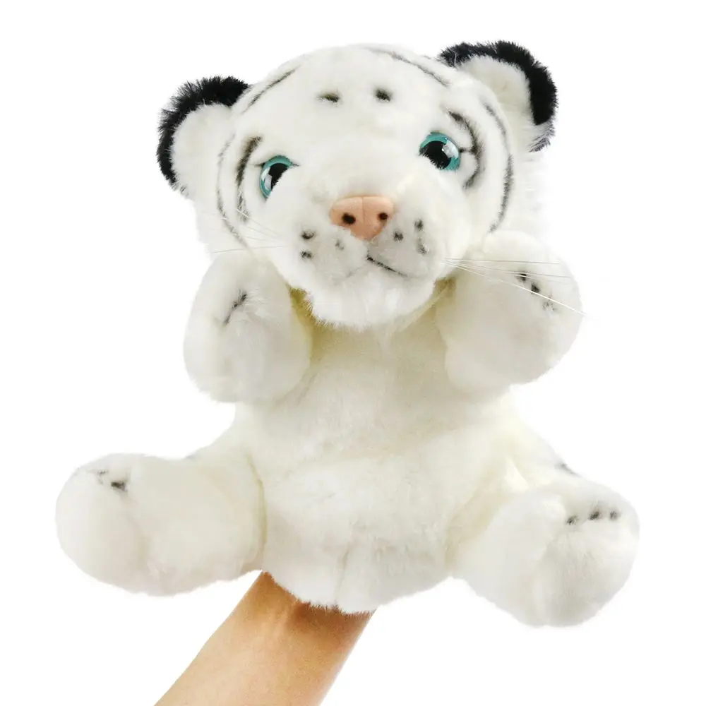 Soft Panda Tiger Hand Puppets White Yellow 20cm Plush Toys Funny Birthday Gift Stuffed Animals Game for Girls Baby Children