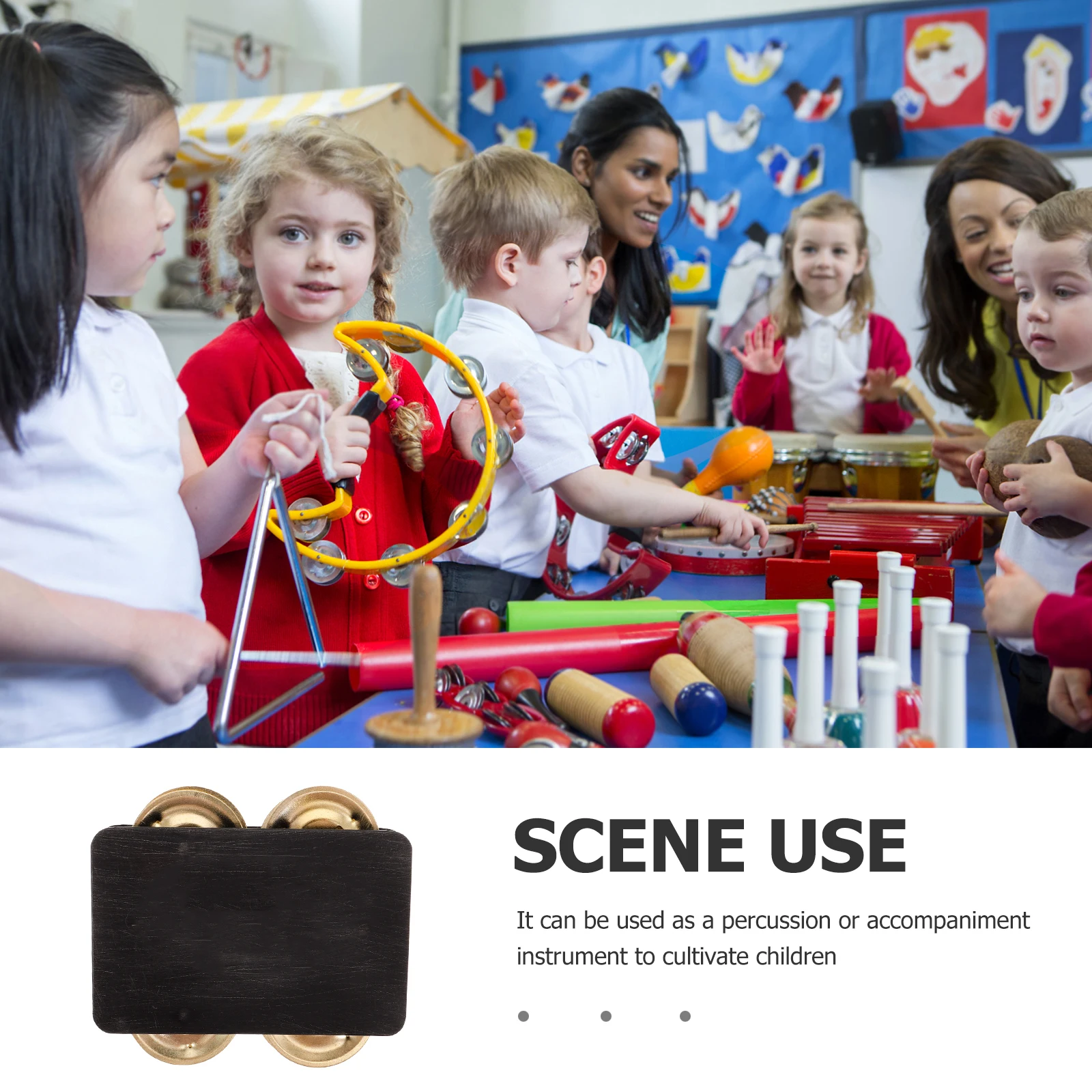 

Cajon Tambourine Percussion Instrument Crisp Sound Sticky Design for Stage Performance Music Education Accessory