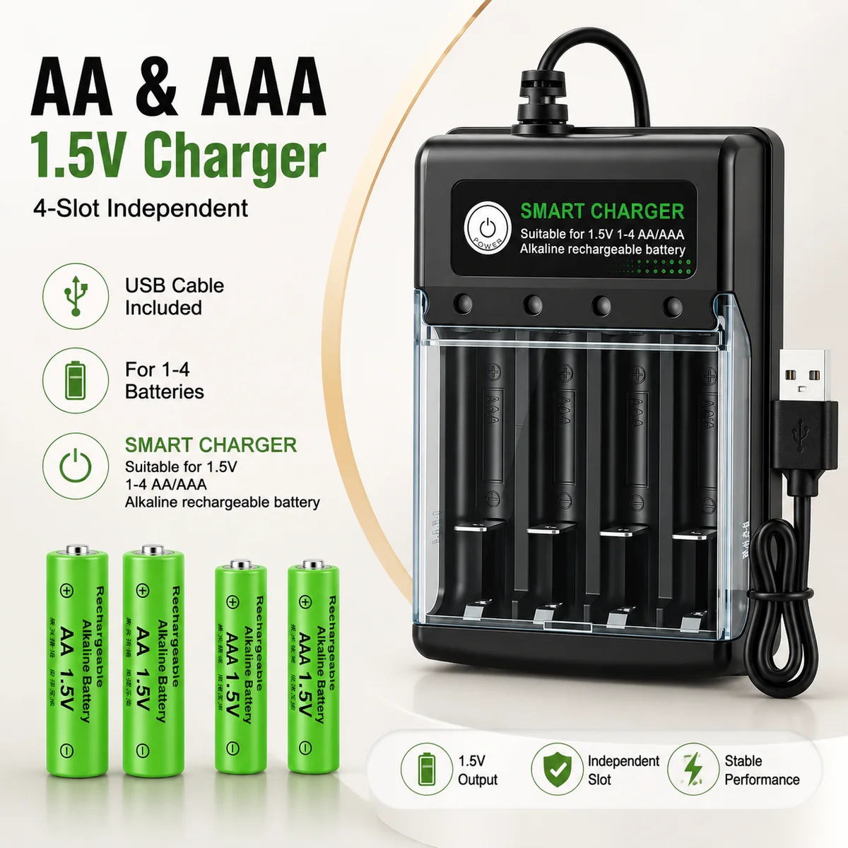 Long Lasting Rechargeable AA 9800mAh AAA 8800mAh 1.5V Battery Set With Charger for Computer Household Devices Daily Uses