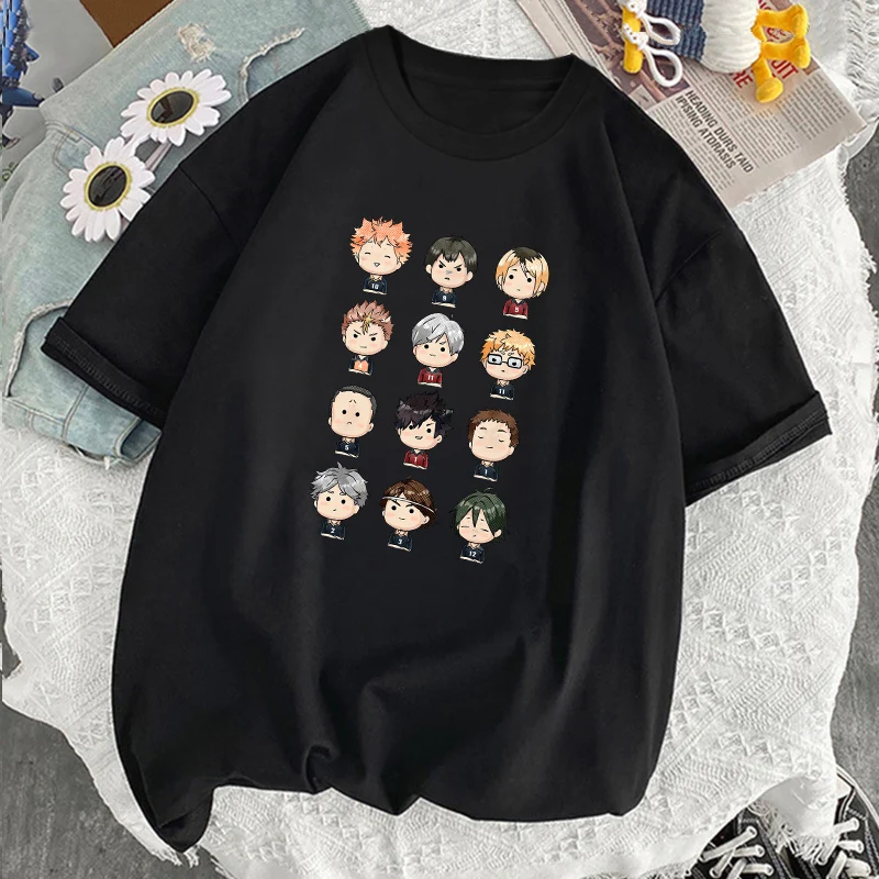 Haikyuu Kageyama Tobio Anime Women T-shirt Loose Casual Short Sleeve Black Streetwear Fashion Brand Harajuku Crewneck Clothing