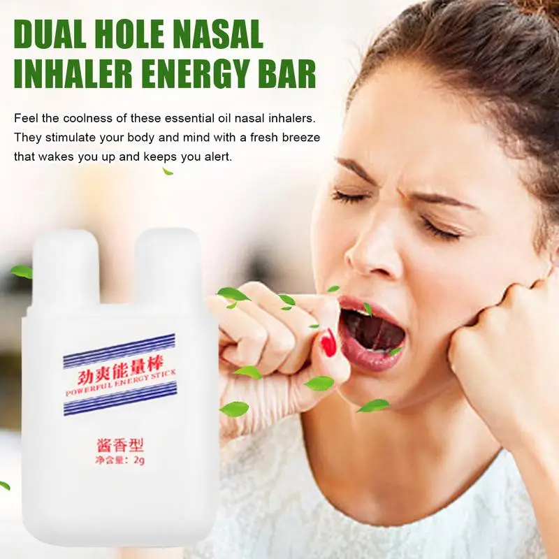 Energy Inhaler Stick Aromatherapy Inhaler Dual Hole Energy Bar Refreshing Nasal Inhalers Focus Dual Hole Energy Bar To Boost For