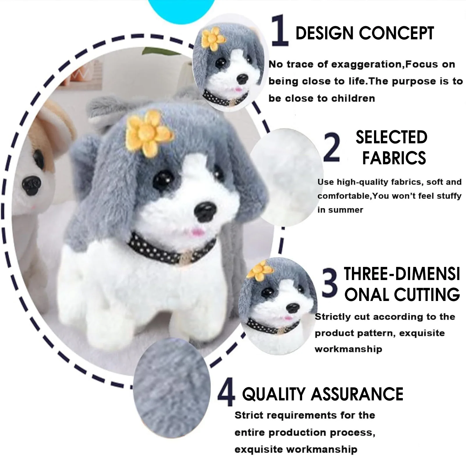 Mi cachorro robot realista, juguete de peluche para perros que camina, ladrando, juguete de peluche para cachorros, mascota electrónica para niñas y niños de 3 a 7 años