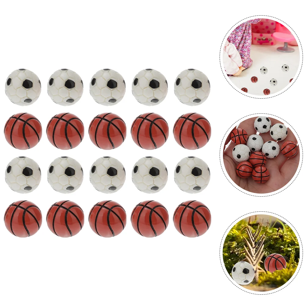 

20 Pcs Mini Basketball Football Model Soccer Decors Dollhouse Toy Simulated Statues Photo Props Miniature Balls