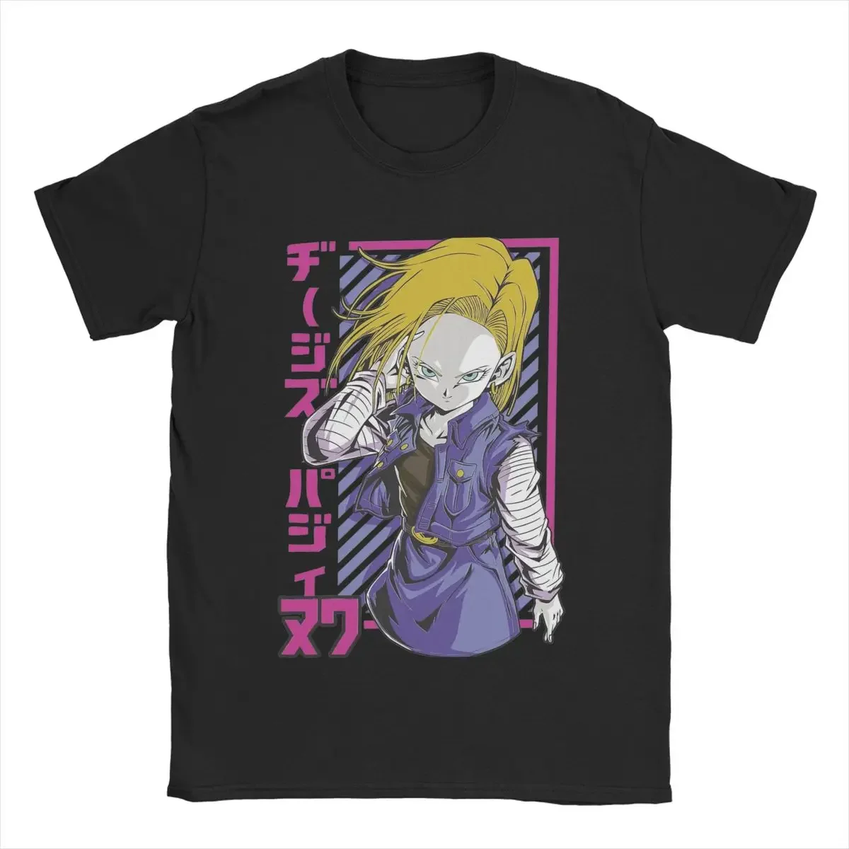 2025 new model Android 18 Men T Shirts Anime Vintage Tees Short Sleeve Round Collar T-Shirt Pure Cotton Party Clothing