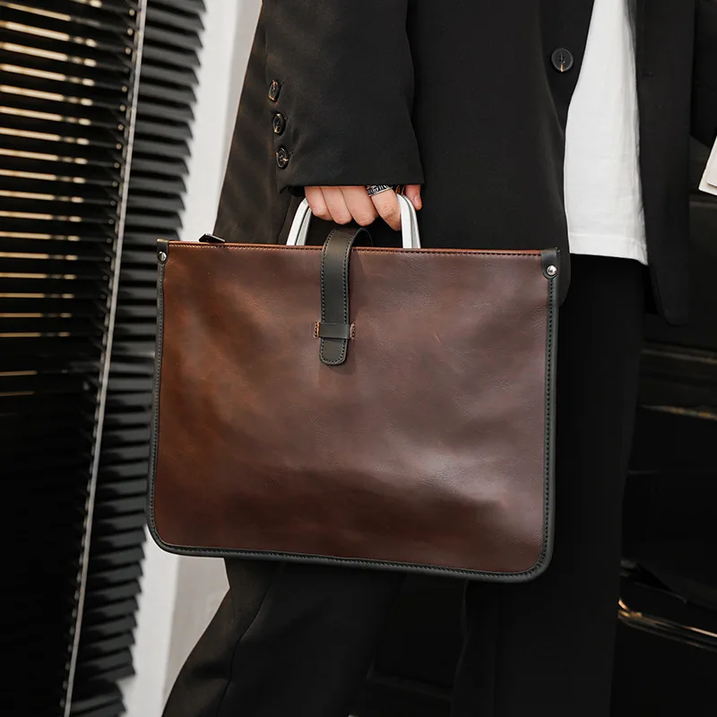 Luxury Business Briefcase Male High-quality Crazy Horse Leather Crossbody Shoulder Bag Men Laptop Handbag