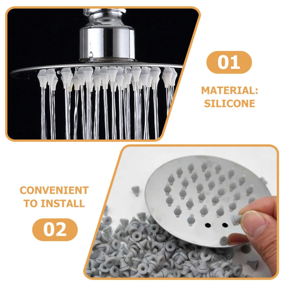50pcs Shower Head Nozzles Replacement Part Spray Silicone Water Outlet Top Spray Parts Shower Accessories