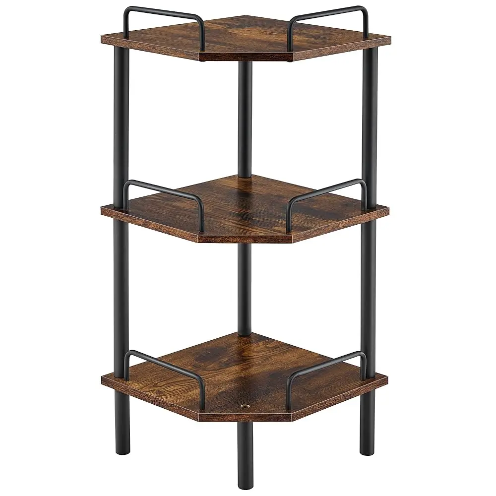 

Corner Shelf Stand, 3 Tier Industrial Corner Shelves, Multipurpose Standing Display Shelf, Corner Shelving Unit For Bedroom,