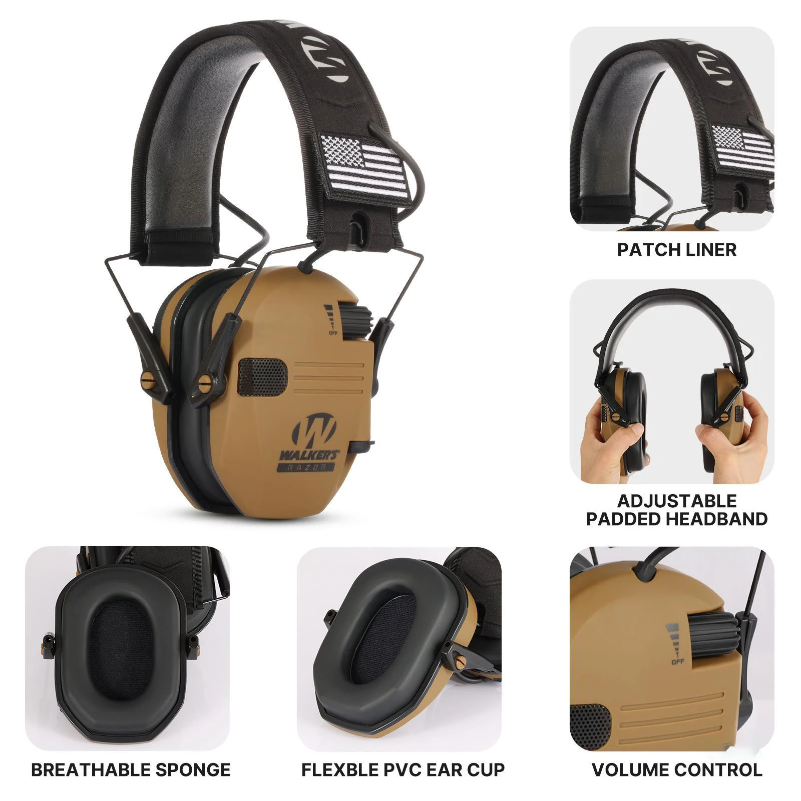 earmuff tiro eletronico esporte de impacto protetor de orelha anti ruido amplificacao de som fone de protecao de cabeca tatica 01