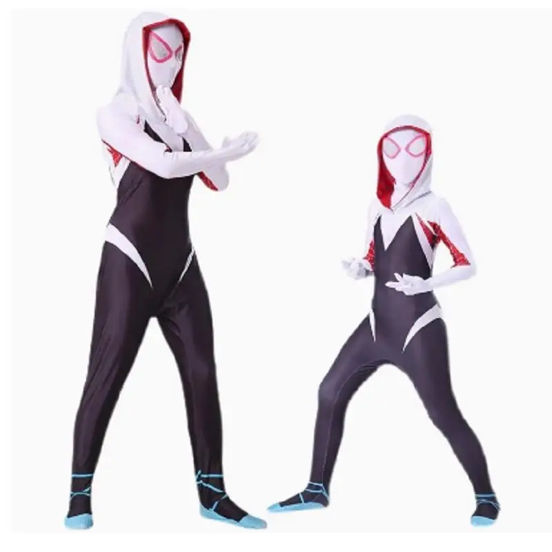 Gwen Ghost Spider Girls Cosplay camiseta sin mangas con capucha disfraz de Halloween para disfraz de mujer